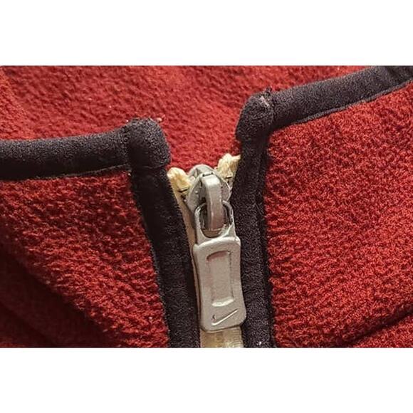 VTG Y2K Nike Burgundy Fleece Jacket w/ Reflective Stripe Men's  M - Picture 7 of 7